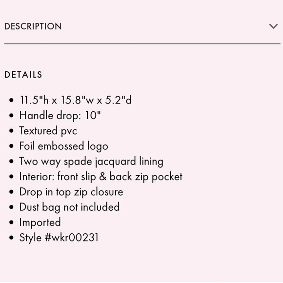 Kate Spade Tote WKR00231 Textured PVC - Picture 7 of 7